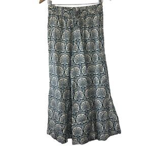Bombay Paisley Cotton Drawstring Waist Wide Leg Crop Pants Sz S/M
